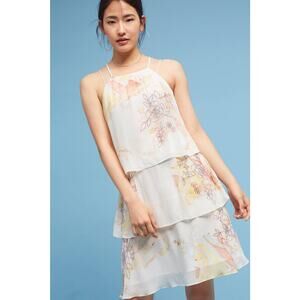 New Anthropologie Tiered & Beaded Floral Mini Dress by Not So Serious $268 Sz 2